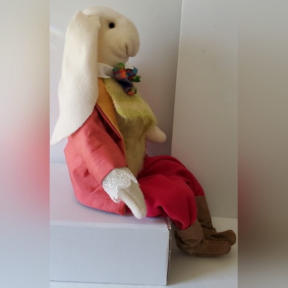 Easter Bunny Colorful Finely Dressed Signed Bendable Plush Stuffed Animal - EUC - Picture 2 of 11